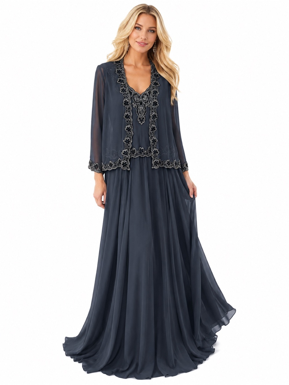 JKARA NWT Beaded Chiffon Jacket Dress Formal Evening Gown Plus Size 20W